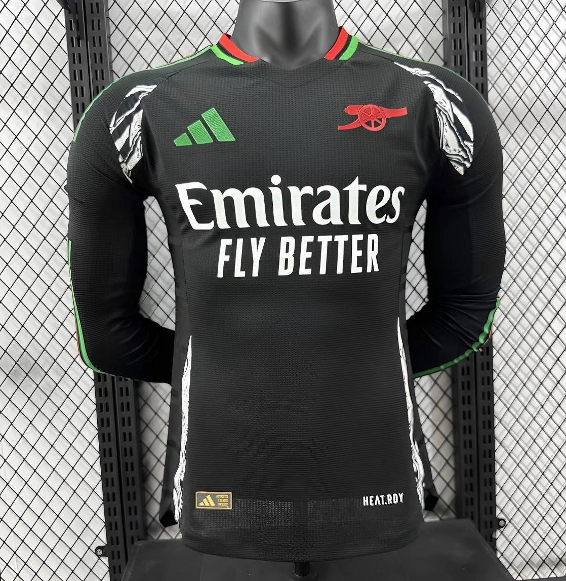 [2025] Arsenal Away Black Long Sleeve Jersey 2024-25 Season
