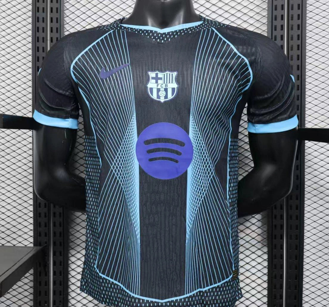 [2026] Barcelona Black with Geometric Line Jersey 2025-26 Season