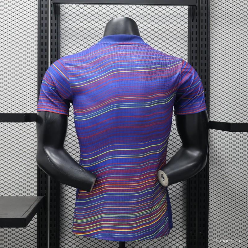 [2026] Barcelona Blue with Colorful Wave Stripes Jersey 2025-26 Season