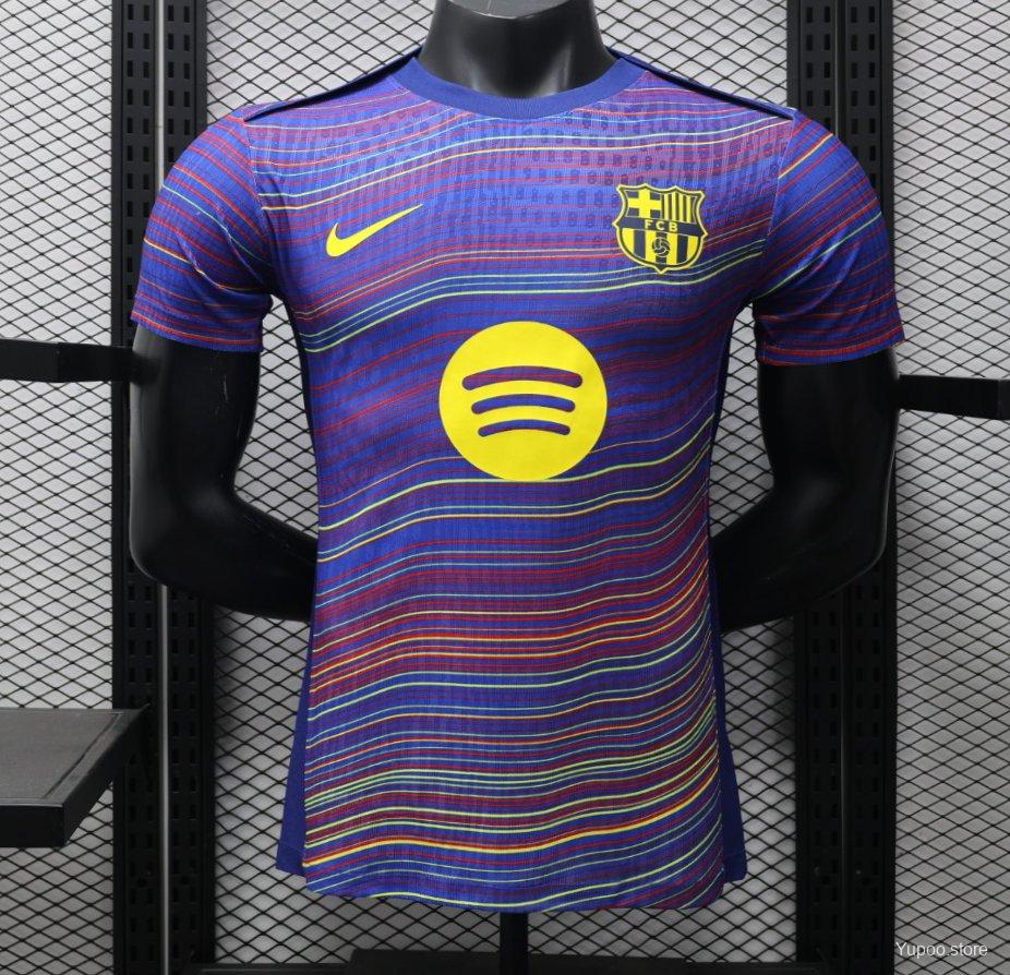 [2026] Barcelona Blue with Colorful Wave Stripes Jersey 2025-26 Season