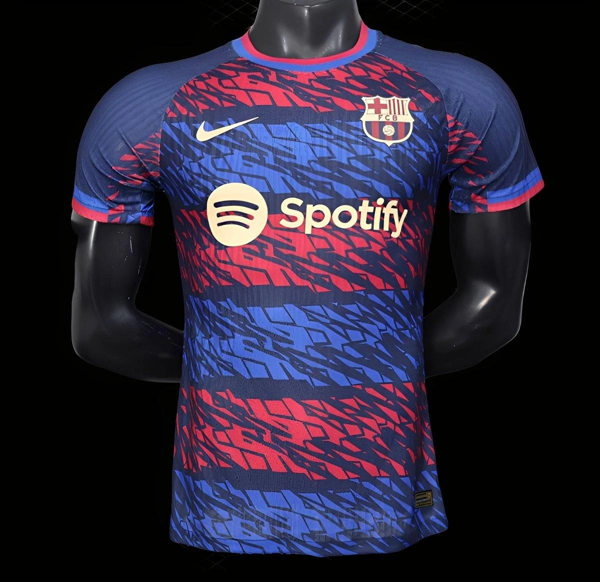 [2026] Barcelona FC Navy Blue with Red and Blue Abstract Pattern Jersey 2025-26 Season