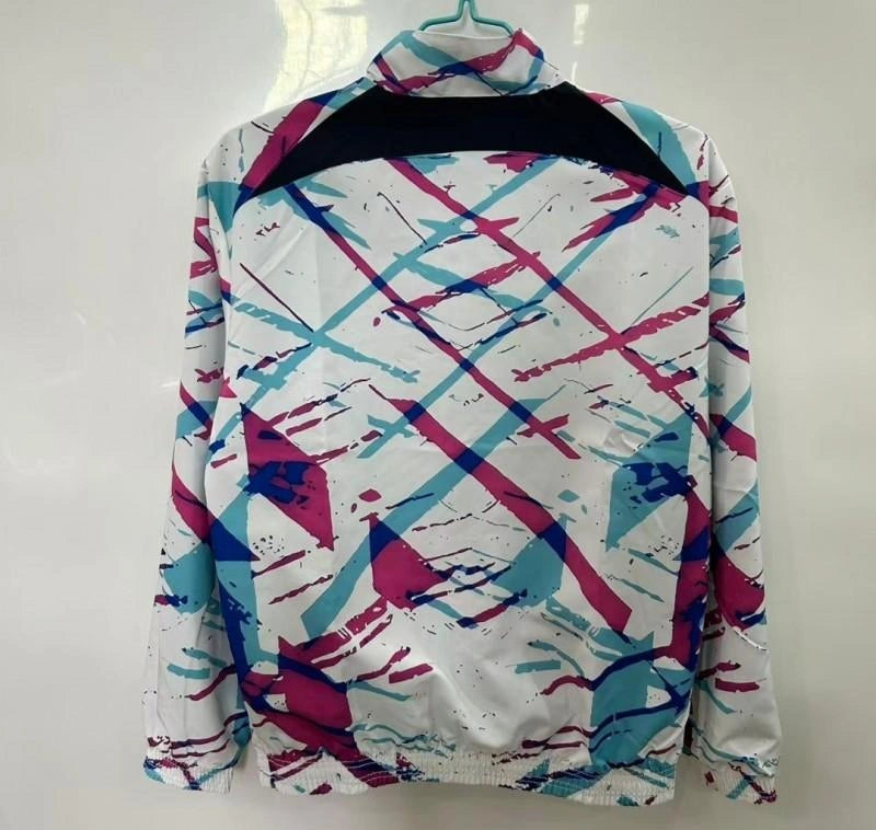 [2026] Barcelona White with Pink & Teal Splash Pattern Windbreaker 2025-26 Season