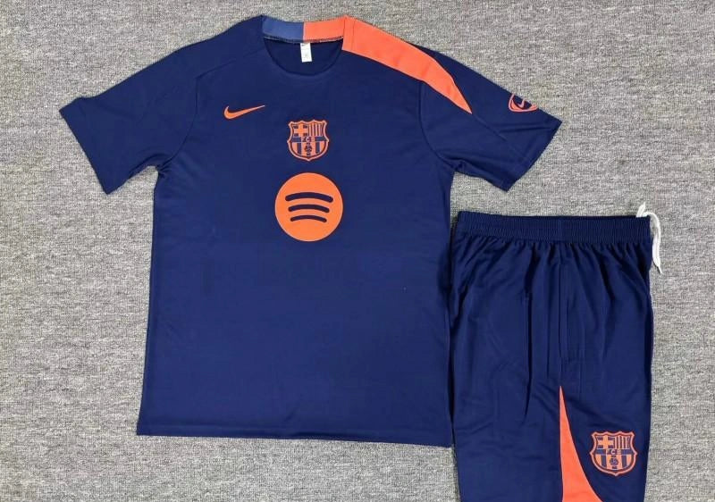 [2026] Barcelona Kids Blue Camouflage T90 Short Sleeve Jersey+Shorts 2025–26 Season