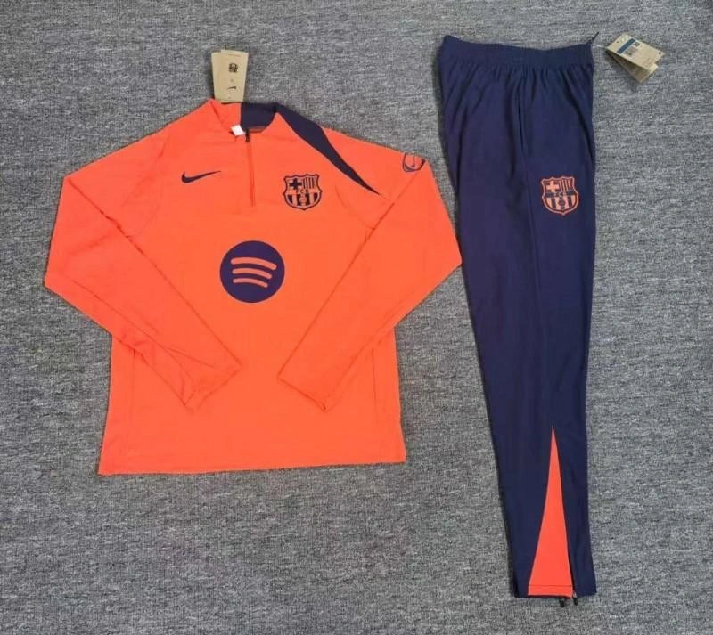 [2026] Barcelona Kids Orange T90 Half Zipper Jacket Track Suit 2025-26 Season
