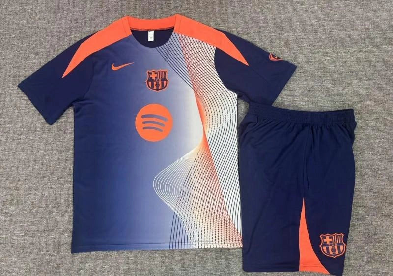 [2026] Barcelona Kids Royal Blue Camouflage T90 Short Sleeve Jersey+Shorts 2025–26 Season