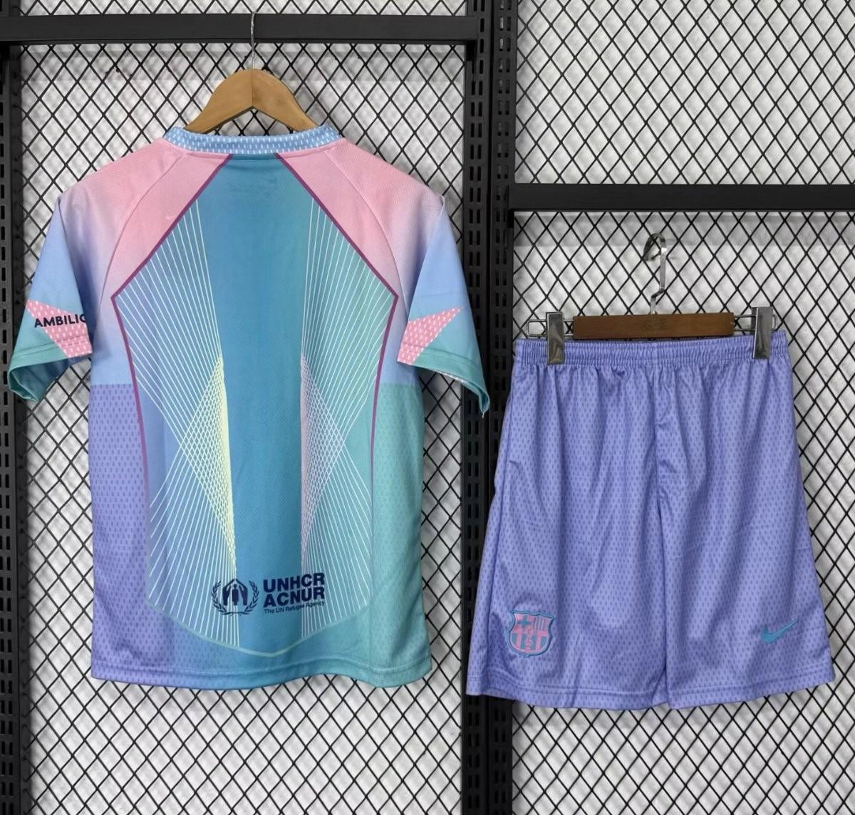 [2026] Barcelona Kids Blue with Rainbow Gradient Jersey 2025-26 Season