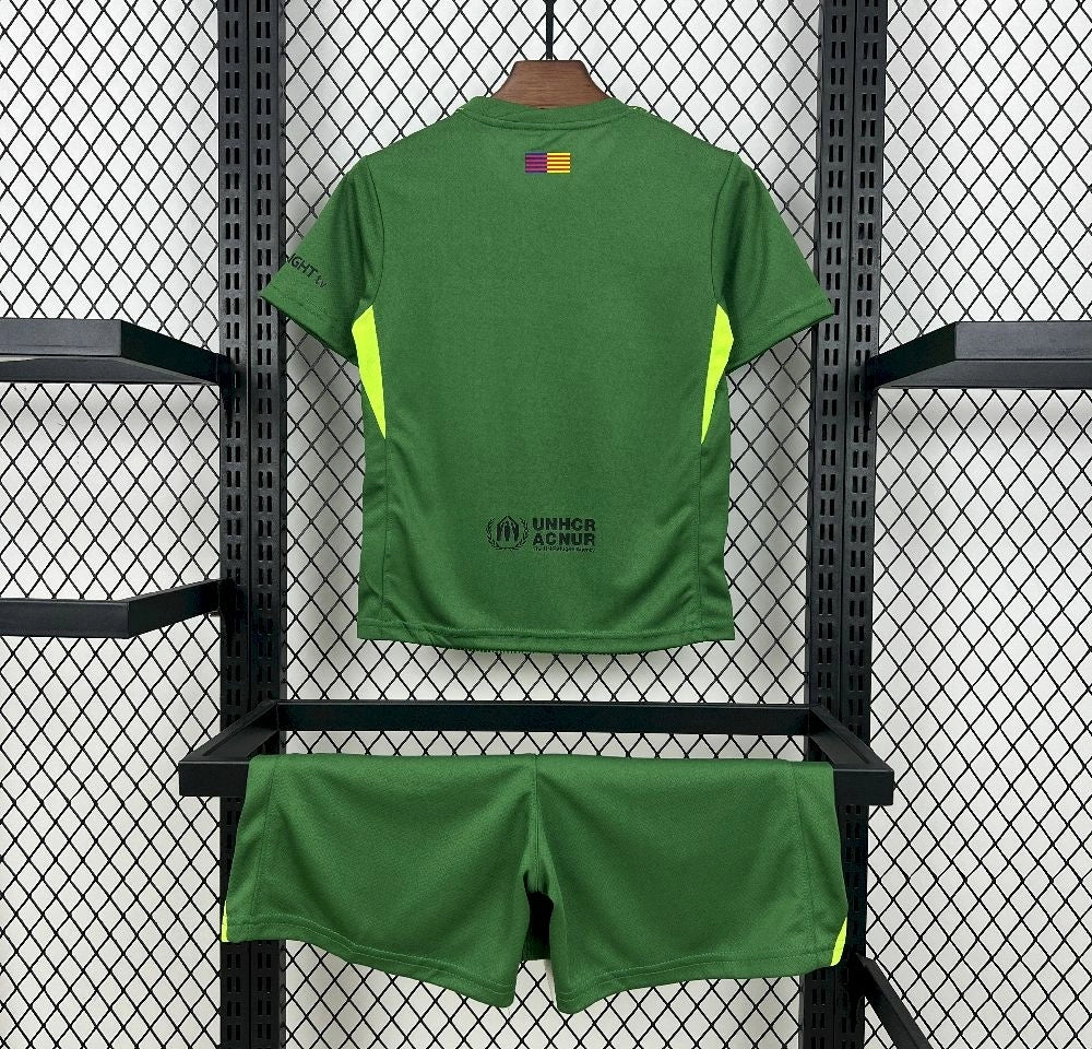 [2026] Barcelona Kids Goalkeeper Green Jersey 2025-26 Season