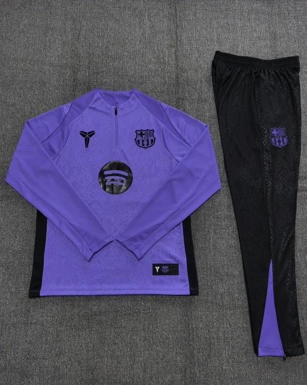 [2026] Barcelona Kids Purple Joint Edition Half Zipper Track Suit 2025-26 Season
