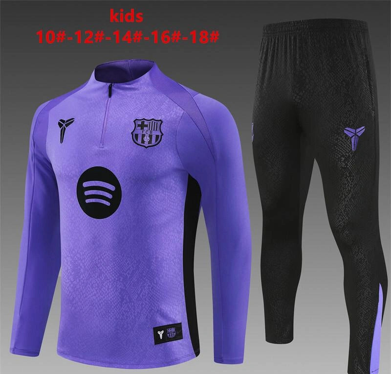 [2026] Barcelona Kids Purple Joint Edition Half Zipper Track Suit 2025-26 Season