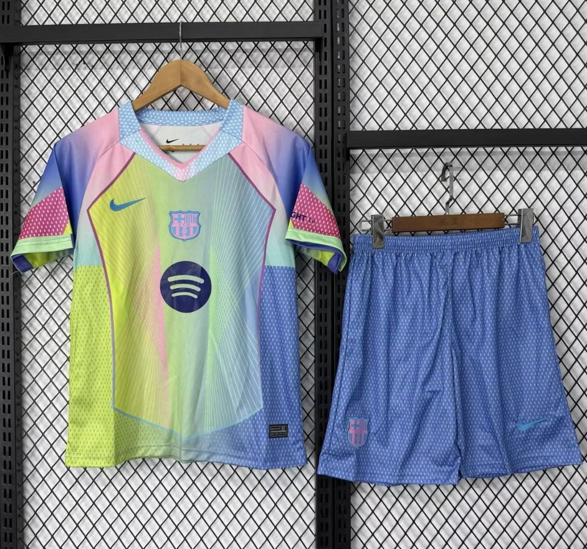 [2026] Barcelona Kids Rainbow Gradient with Multicolor Pattern Jersey 2025-26 Season