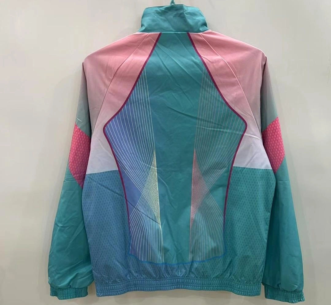 [2026] Barcelona Teal & Pink Training Geometric Pattern Windbreaker 2025-26 Season