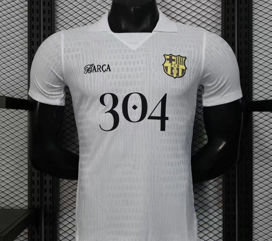 [2026] Barcelona FC White With 304 Sponsor Jersey 2025-26 Season