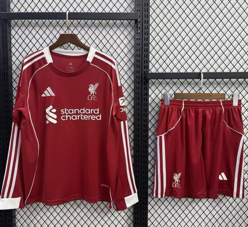 [2026] Liverpool Kids Home Long Sleeve Jersey 2025-26 Season