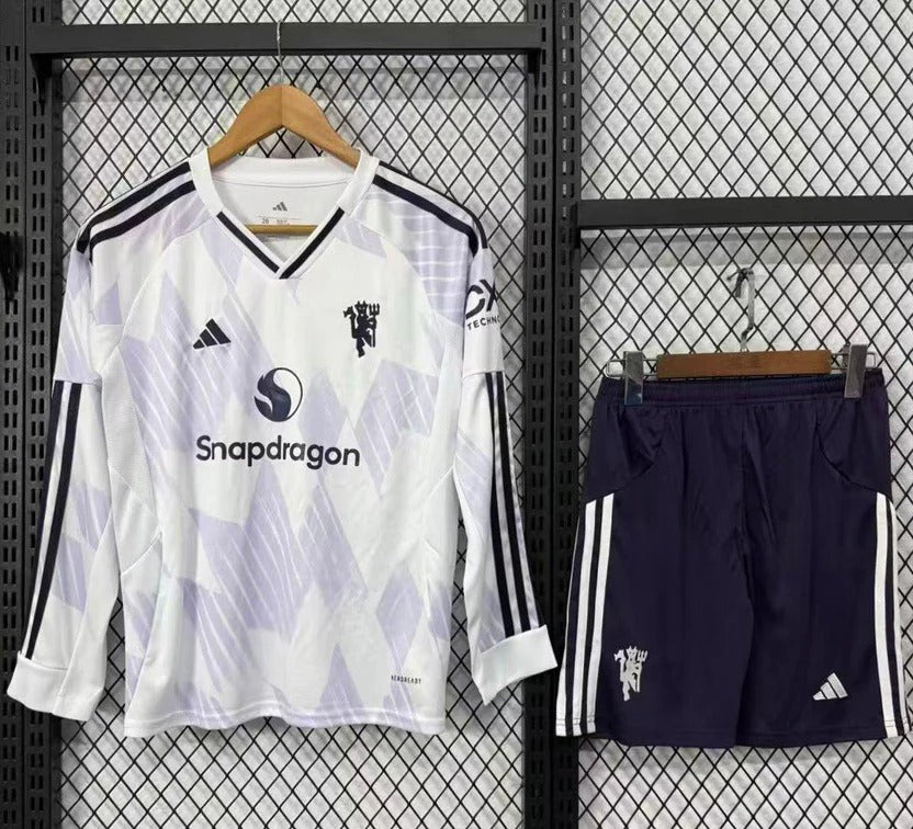 [2026] Manchester United Kids Away Long Sleeve Jersey 2025–26 Season