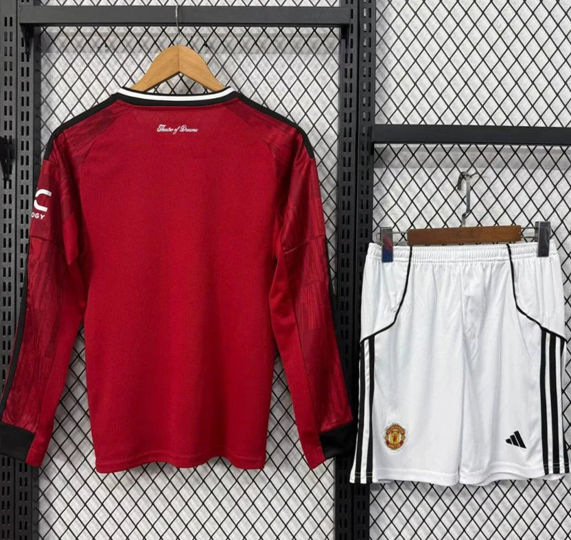 [2026] Manchester United Kids Home Long Sleeve Jersey 2025–26 Season